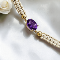 Гривна на конец с Аметист и елементи от 18К злато Gumon