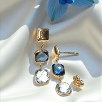 Златни обеци с Топаз, Топаз Лондон Блу