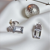 Златни обеци с АКвамарин и диаманти от 18К бяло злато I Gioielli del Sole