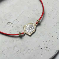 Гривна с Богородица от бяло и жълто злато