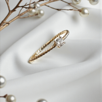 Златен пръстен от жълто злато с циркони