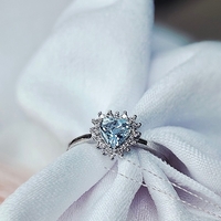 Златен пръстен от бяло злато 18К Аквамарин и Диаманти The Frozen Kingdom