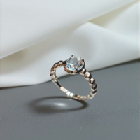 Златен пръстен с бяло злато и Аквамарин