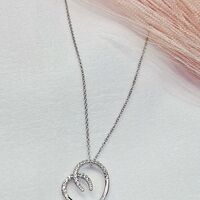 Дамско колие от бяло злато и циркони Сърце