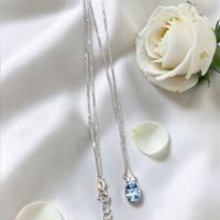 Комплект от бяло златос Аквамарин и цирконии