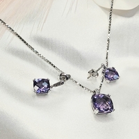 Златен комплект с Аметист и Диаманти