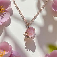 Дамско колие от розово злато и розов кварц