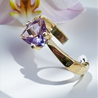 Златен пръстен с Аметист руско производство