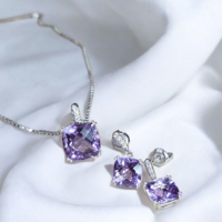 Златенкомплект с аметист и диаманти