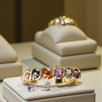 Златен пръстен със цветни сапфири