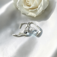 Комплект от бяло златос Аквамарин и цирконии