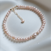 Златна гривна с естествени перли 18К златни елементи Gumon