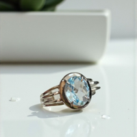 Златен пръстенс Аквамарин