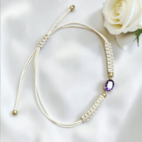 Гривна на конец с Аметист и елементи от 18К злато Gumon