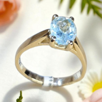 Златен пръстен с Аквамарин