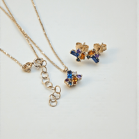 Златен комплект с цветни циркони 