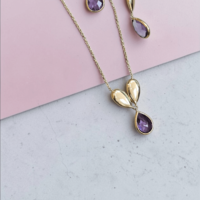Дамски златен комплект с Аметист