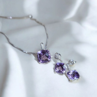 Златенкомплект с аметист и диаманти