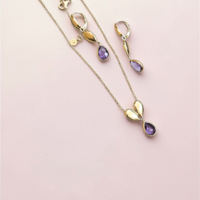 Дамски златен комплект с Аметист