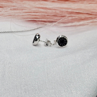 Комплект от бяло злато с черни циркони 