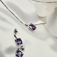 Златен комплект с Аметист и Диаманти
