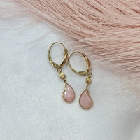 Дамски комплект от жълто злато и Розов кварц