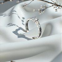 Златен пръстен от бяло злато с циркони 