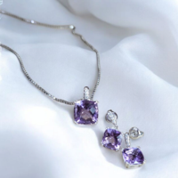 Златенкомплект с аметист и диаманти