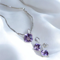 Златенкомплект с аметист и диаманти