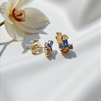 Златен комплект с цветни циркони 