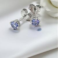 Комплект обеци и колие от бяло злато с Танзанит