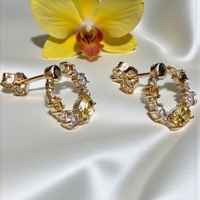 Златни обеци с жълти циркони Novello