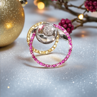 Дамски златен пръстен с диаманти и сапфири Cerchio d’Amore I Gioielli del Sole