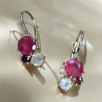 Златен комплект с рубин и планински криснал