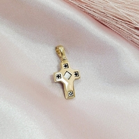 Златен кръст от жълто и бяло злато с Оникс