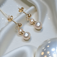 Златни обеци с Естествени перли и 18К злато  Gumon