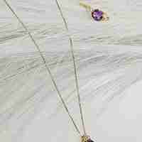 Златен комплект с Аметист и Цирконии