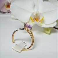 Златен пръстен с Аметист руско производство