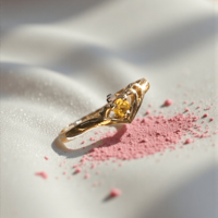 Златен пръстен с жълт сапфир