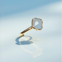 Златен пръстен с Аквамарин Милк