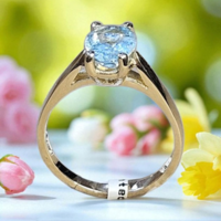 Златен пръстен с Аквамарин