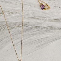 Златен комплект с Аметист и Цирконии