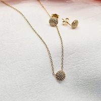 Комплект Сфера от жълто злато и циркони