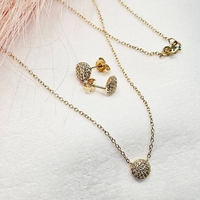 Комплект Сфера от жълто злато и циркони