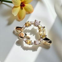 Златен пръстен с жълти циркони Novello