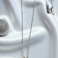 Златно колие с Аквамарин и диамант от 18К бяло злато I Gioielli del Sole