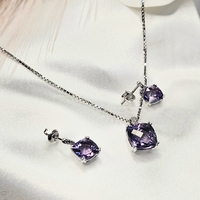 Златен комплект с Аметист и Диаманти