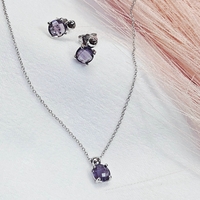 Комплект от бяло злато и Аметист