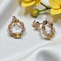 Златни обеци с жълти циркони Novello
