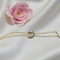 Златна гривна с Диамант и розов емайл Пеперудка Lusi Gioielli